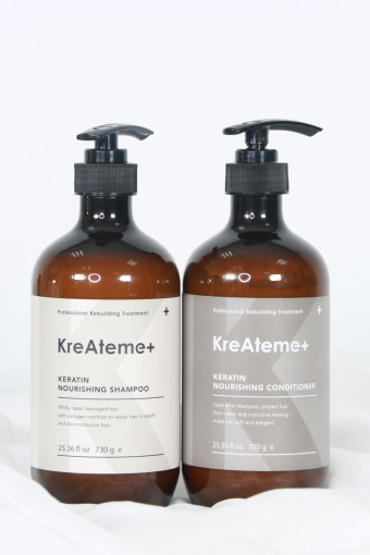KREATEME+ KERATIN NOURISHING Shampoo & Conditioner  - Bộ dầu gội - dầu xả thải độc và nuôi dưỡng tóc KreAteme+