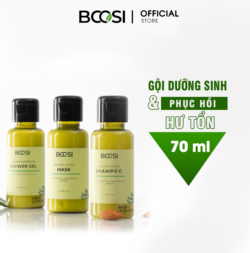 Set Dầu gội – Mặt nạ - Gel tắm dưỡng sinh Bcosi nhỏ gọn, tiện lợi 70ml