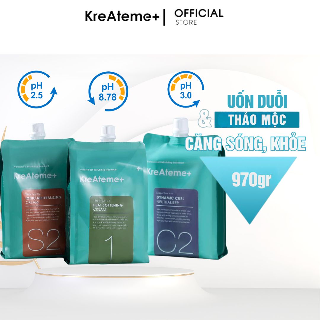 Uốn Ép KreAteme 970g Sóng Căng Đẹp Siêu Dưỡng Tóc